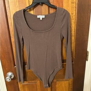 She+Sky Brown Long Sleeve Bodysuit